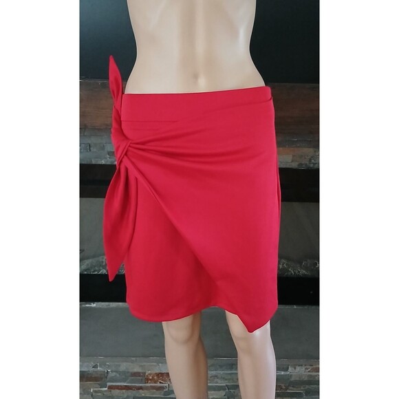 Love Women's MEDIUM Red Tie Wrap Mini Skirt Sexy Clubbing Party Dancing City Fun - Picture 2 of 10